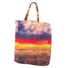 Denmark Sunset Dusk Sky Clouds Sea Ocean Water Giant Grocery Tote by danenraven