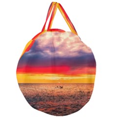 Denmark Sunset Dusk Sky Clouds Sea Ocean Water Giant Round Zipper Tote by danenraven