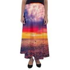 Denmark Sunset Dusk Sky Clouds Sea Ocean Water Flared Maxi Skirt by danenraven