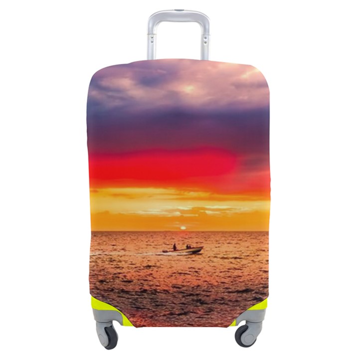 Denmark Sunset Dusk Sky Clouds Sea Ocean Water Luggage Cover (Medium)