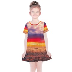 Denmark Sunset Dusk Sky Clouds Sea Ocean Water Kids  Simple Cotton Dress by danenraven