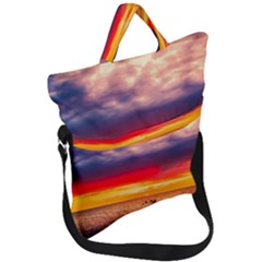 Denmark Sunset Dusk Sky Clouds Sea Ocean Water Fold Over Handle Tote Bag by danenraven