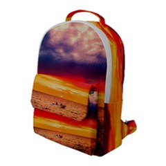 Denmark Sunset Dusk Sky Clouds Sea Ocean Water Flap Pocket Backpack (large)