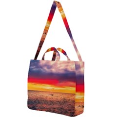 Denmark Sunset Dusk Sky Clouds Sea Ocean Water Square Shoulder Tote Bag by danenraven