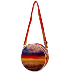 Denmark Sunset Dusk Sky Clouds Sea Ocean Water Crossbody Circle Bag by danenraven