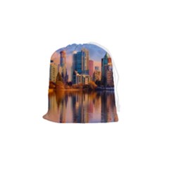 Vancouver Canada Sea Ocean Reflections Skyline Drawstring Pouch (small) by danenraven