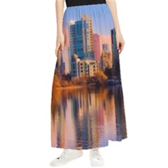 Vancouver Canada Sea Ocean Reflections Skyline Maxi Chiffon Skirt by danenraven