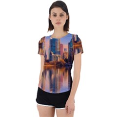 Vancouver Canada Sea Ocean Reflections Skyline Back Cut Out Sport Tee by danenraven