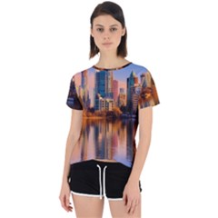 Vancouver Canada Sea Ocean Reflections Skyline Open Back Sport Tee by danenraven