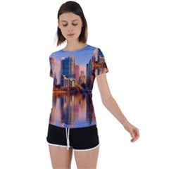 Vancouver Canada Sea Ocean Reflections Skyline Back Circle Cutout Sports Tee by danenraven