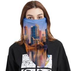 Vancouver Canada Sea Ocean Reflections Skyline Face Covering Bandana (triangle) by danenraven