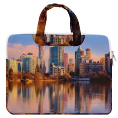 Vancouver Canada Sea Ocean Reflections Skyline Macbook Pro 16  Double Pocket Laptop Bag  by danenraven