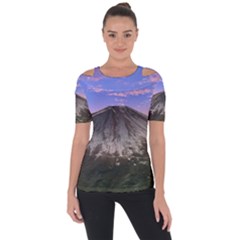 Mount Mountain Fuji Japan Volcano Mountains Shoulder Cut Out Short Sleeve Top by danenraven