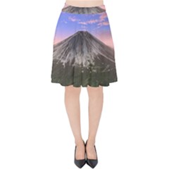 Mount Mountain Fuji Japan Volcano Mountains Velvet High Waist Skirt by danenraven