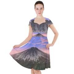 Mount Mountain Fuji Japan Volcano Mountains Cap Sleeve Midi Dress by danenraven