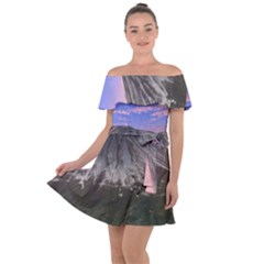 Mount Mountain Fuji Japan Volcano Mountains Off Shoulder Velour Dress by danenraven