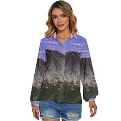 Mount Mountain Fuji Japan Volcano Mountains Women s Long Sleeve Button Down Shirt