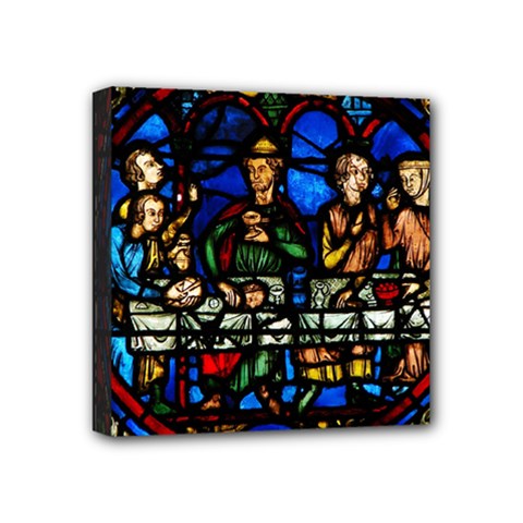 Window Stained Glass Chartres Cathedral Mini Canvas 4  X 4  (stretched) by danenraven