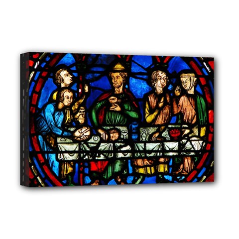 Window Stained Glass Chartres Cathedral Deluxe Canvas 18  X 12  (stretched) by danenraven