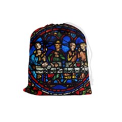 Window Stained Glass Chartres Cathedral Drawstring Pouch (large) by danenraven