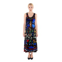 Window Stained Glass Chartres Cathedral Sleeveless Maxi Dress by danenraven