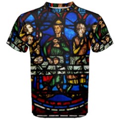 Window Stained Glass Chartres Cathedral Men s Cotton Tee by danenraven