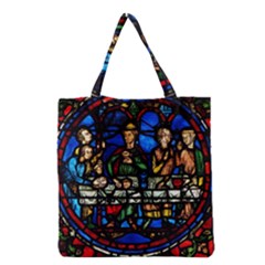 Window Stained Glass Chartres Cathedral Grocery Tote Bag by danenraven