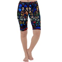 Window Stained Glass Chartres Cathedral Cropped Leggings  by danenraven