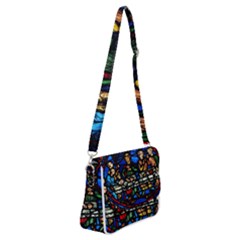 Window Stained Glass Chartres Cathedral Shoulder Bag With Back Zipper by danenraven