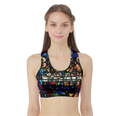 Window Stained Glass Chartres Cathedral Sports Bra With Border by danenraven