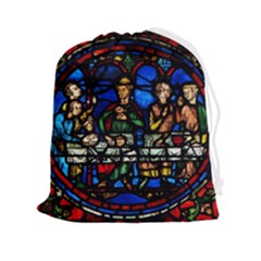 Window Stained Glass Chartres Cathedral Drawstring Pouch (2xl) by danenraven