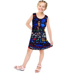 Window Stained Glass Chartres Cathedral Kids  Tunic Dress by danenraven