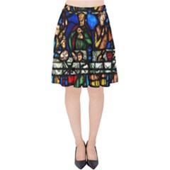 Window Stained Glass Chartres Cathedral Velvet High Waist Skirt by danenraven