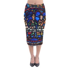 Window Stained Glass Chartres Cathedral Velvet Midi Pencil Skirt by danenraven