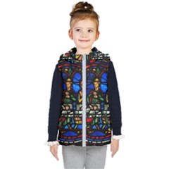 Window Stained Glass Chartres Cathedral Kids  Hooded Puffer Vest by danenraven