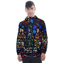 Window Stained Glass Chartres Cathedral Men s Front Pocket Pullover Windbreaker by danenraven