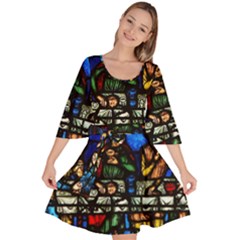 Window Stained Glass Chartres Cathedral Velour Kimono Dress by danenraven