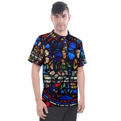 Window Stained Glass Chartres Cathedral Men s Polo Tee by danenraven