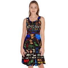 Window Stained Glass Chartres Cathedral Knee Length Skater Dress With Pockets by danenraven