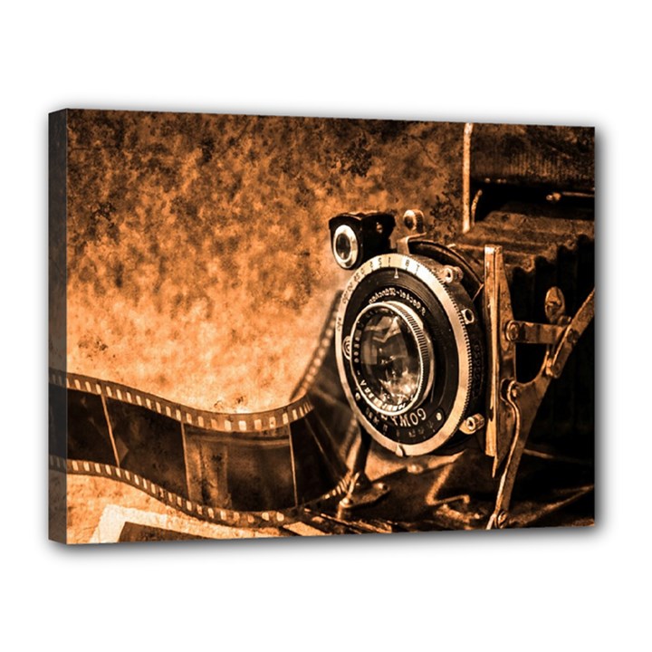 Camera Film Vintage Film Camera Old Old Camera Canvas 16  x 12  (Stretched)