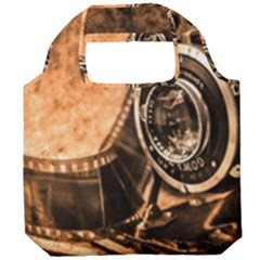 Camera Film Vintage Film Camera Old Old Camera Foldable Grocery Recycle Bag by danenraven