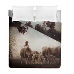 Man Cattle Animals Cows Bulls Calves Mammals Duvet Cover Double Side (full/ Double Size) by danenraven