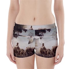 Man Cattle Animals Cows Bulls Calves Mammals Boyleg Bikini Wrap Bottoms by danenraven