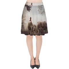 Man Cattle Animals Cows Bulls Calves Mammals Velvet High Waist Skirt by danenraven