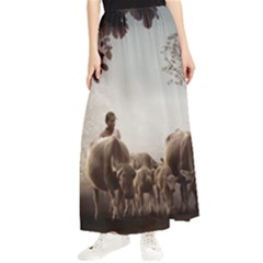 Man Cattle Animals Cows Bulls Calves Mammals Maxi Chiffon Skirt by danenraven