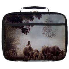 Man Cattle Animals Cows Bulls Calves Mammals Full Print Lunch Bag by danenraven