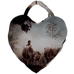 Man Cattle Animals Cows Bulls Calves Mammals Giant Heart Shaped Tote by danenraven