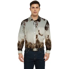 Man Cattle Animals Cows Bulls Calves Mammals Men s Long Sleeve Pocket Shirt  by danenraven