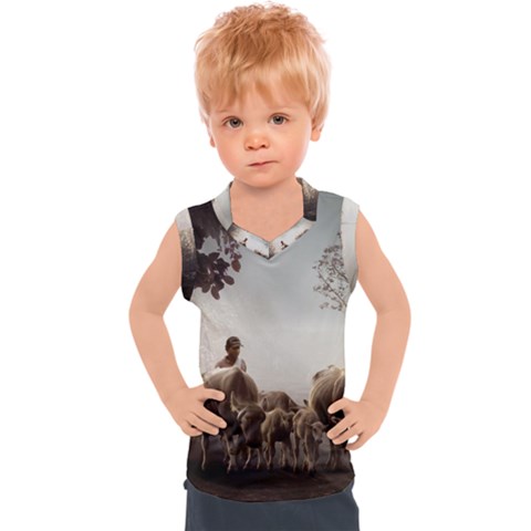 Man Cattle Animals Cows Bulls Calves Mammals Kids  Sport Tank Top by danenraven