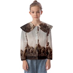 Man Cattle Animals Cows Bulls Calves Mammals Kids  Peter Pan Collar Blouse